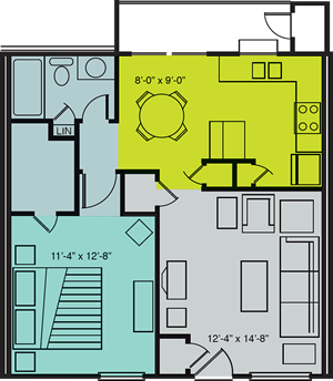  Plan A - One Bedroom / One Bath -  622 Sq.Ft.*